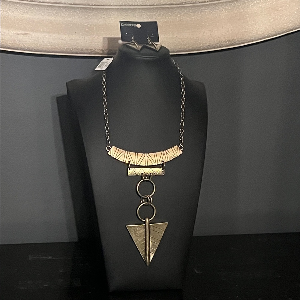 #0054.    Chico's Bronze Geometric Earrings